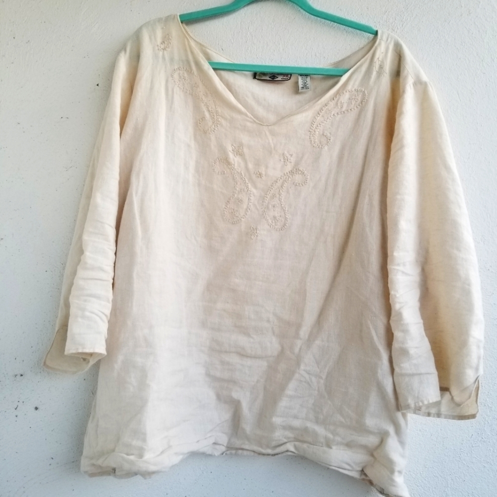 Caribbean Joe embroidered linen shirt 3X